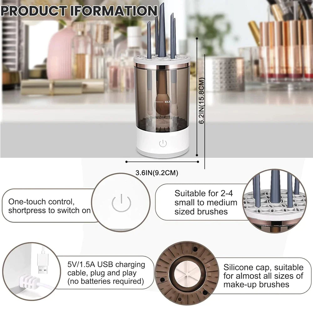Automatic Brush Cleaner Electric Makeup Brush Cleaning Machine Fast Clean Dryer Rieworkes