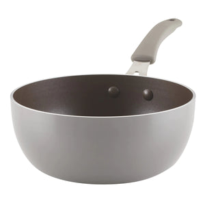 Rachael Ray Cook + Create Nonstick Saucier Pan/Saucepan 3 Quart Gray Rieworkes