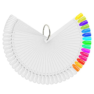 JASSINS 150 Pcs Nail Swatch Sticks with Ring and Number posted, Clear Fan-shaped Nail Art Polish Practice Display Tips Nail Sample Sticks, Nail Practice Color Display Polish Board C. Transparent (150 PCS) Rieworkes