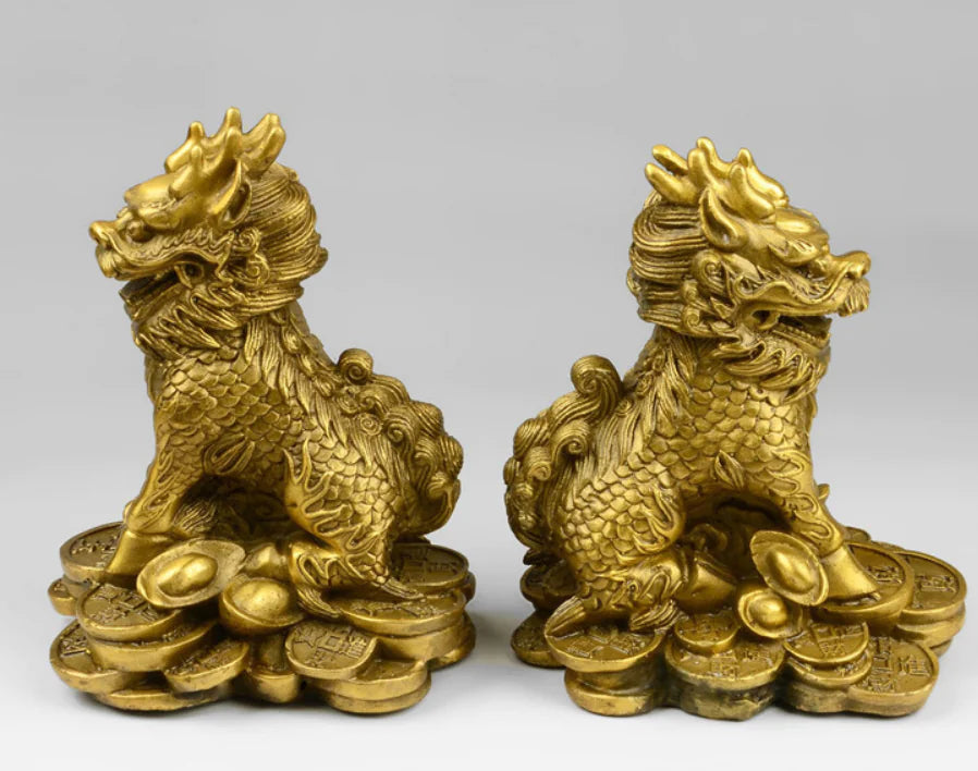 Brass Feng Shui Qilin Decorative Furniture Piece Mimarta