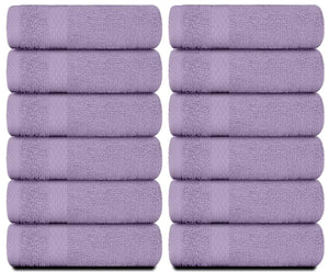 Luxury Washcloths for Bathroom Hotel Spa Bulk Set of 12 Lavender 13x13 Inch Rieworkes