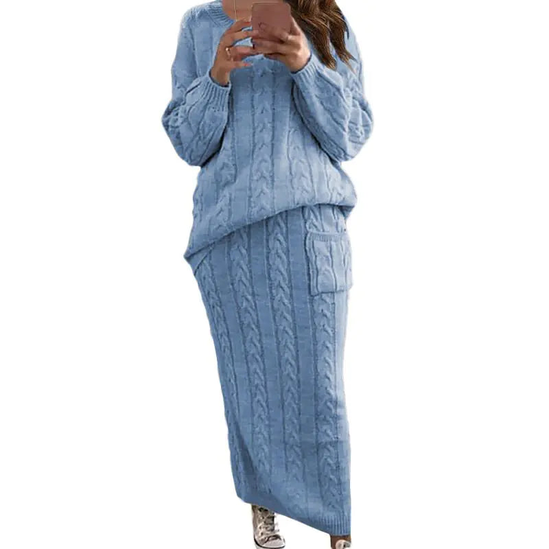 Autumn Winter Women's Fashion Sweater Dress Set Mimarta