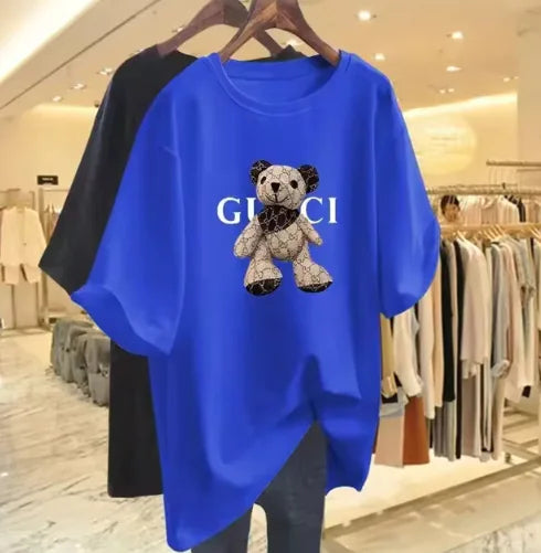 Korean Style Bear Print Casual T-Shirt for Women Rieworkes