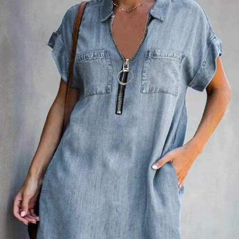 Denim Dress With Zip Closure Rieworkes