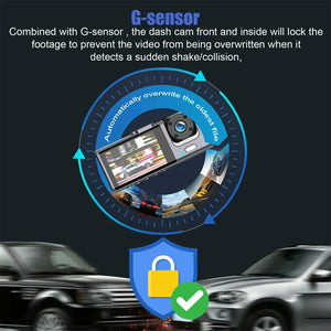 Car Dual Lens Dash Cam HD 1080P Front/Rear/Inside Video Recorder Camera G-Sensor Rieworkes