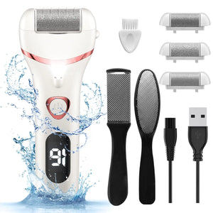 Electric Foot Callus Remover, Rechargeable Portable Electronic Foot File Pedicure Kits, Waterproof Foot Scrubber File, Professional Pedicure Tools, Foot Care for Dead Skin Ideal Gift, 3 Rollers Blue Rieworkes