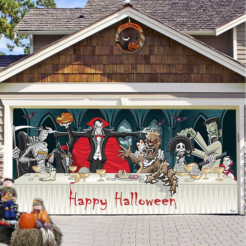 Halloween Misty Forest Garage Door Banner Rieworkes