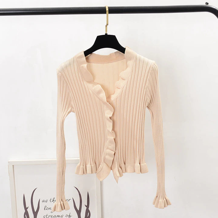 Women Ruffles Sweaters Cardigans Rieworkes