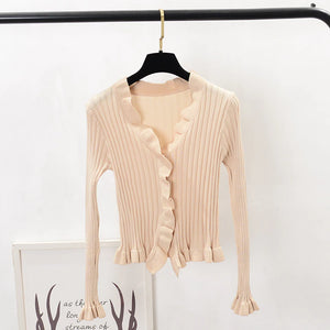 Women Ruffles Sweaters Cardigans Rieworkes