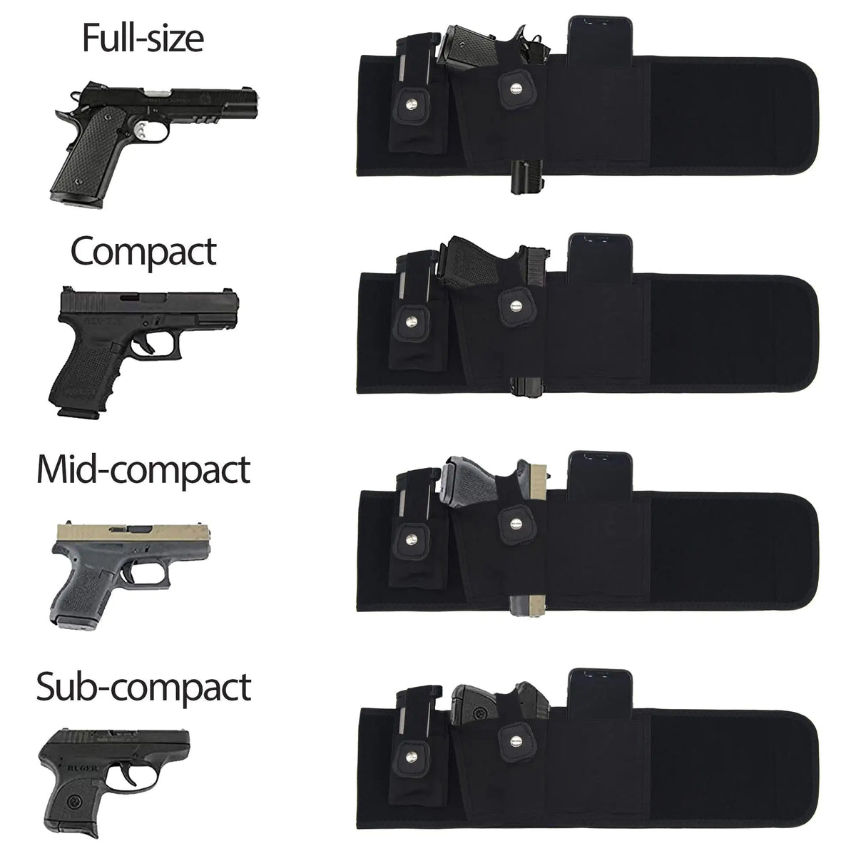Belly Band Holster Concealed Carry Gun Wrap Holster Elastic Waist Large Pistol Mimarta