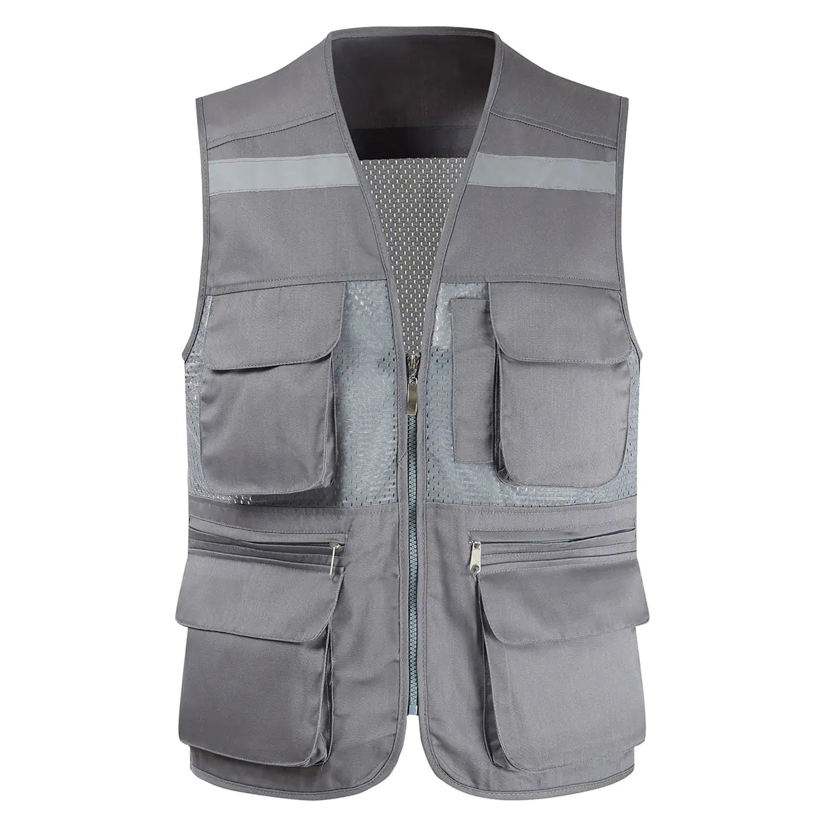 Men's Reflective Safety Vest with Multi-Pocket Mesh Design Mimarta