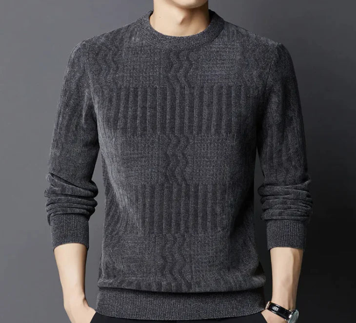 Crew Neck Casual Jacquard Sweater Rieworkes