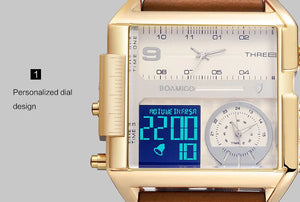 Luxury Sport Square Leather Watch Rieworkes