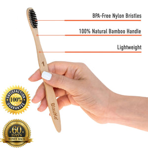 Bamboo Toothbrush Set 4-Pack - Bamboo Toothbrushes with Soft Bristles for Adults - Eco-Friendly, Biodegradable, Natural Wooden Toothbrushes Rieworkes