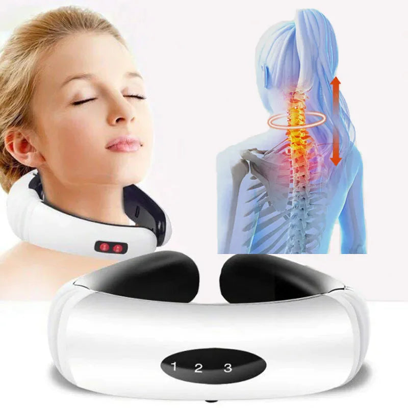 Electric Cervical Pulse Neck Massager Muscle Relax Massage Magnetic Therapy US Rieworkes