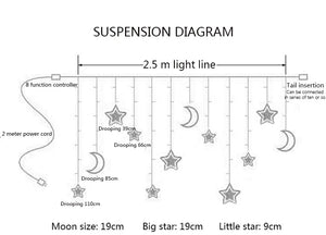 Moon Star Curtain Lights Mimarta