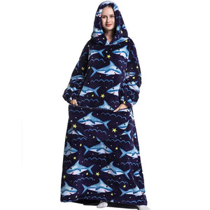 Oversized Long Blanket Hoodie Autumn Winter Fleece Rieworkes