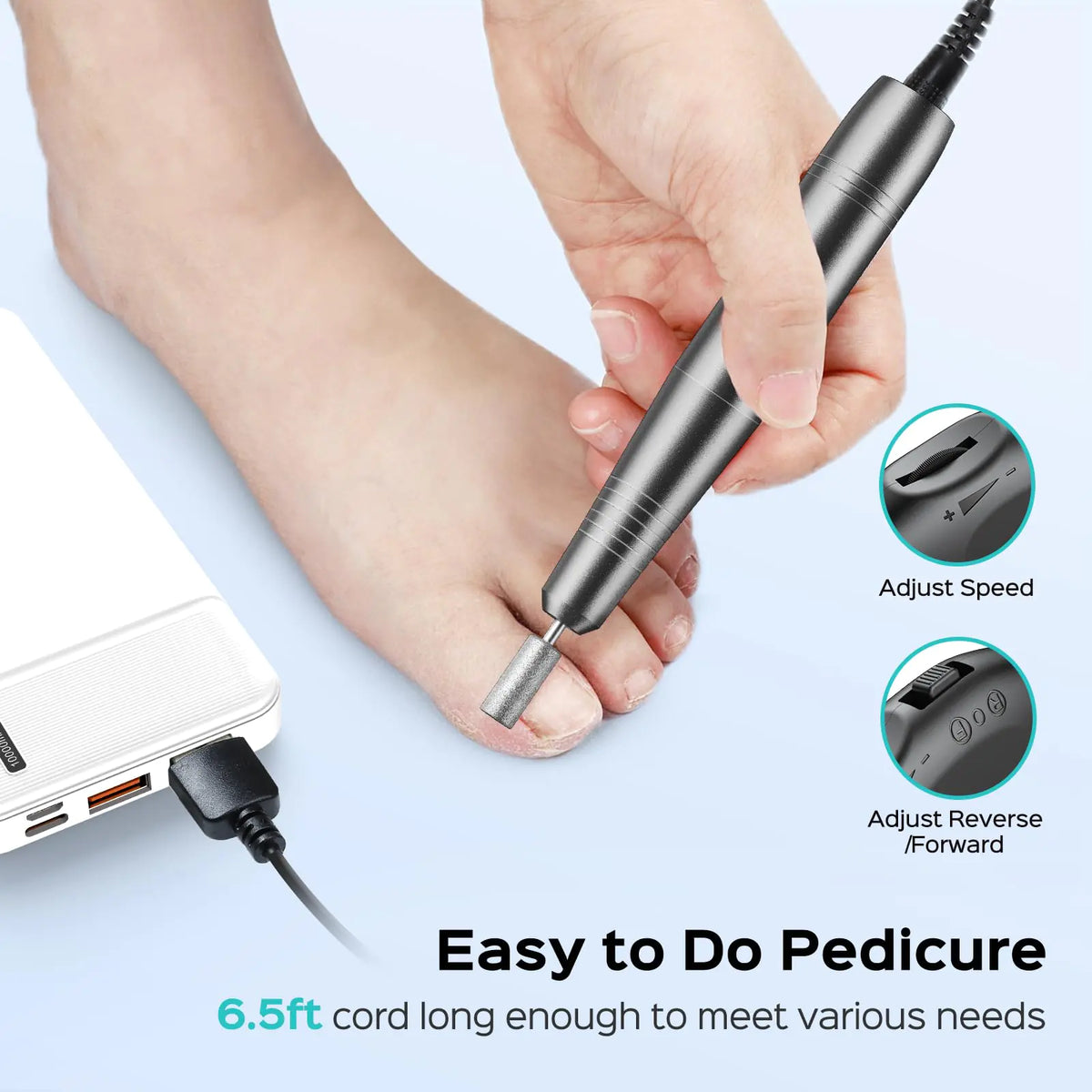 COSLUS Electric Nail Drill File Professional: for Acrylic Gel Dip Powder Nails Portable Nail Drill Machine Kit Manicure Pedicure Tools Polishing Set with Nail Drill Bits Sanding Bands Grey Rieworkes