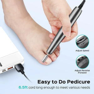 COSLUS Electric Nail Drill File Professional: for Acrylic Gel Dip Powder Nails Portable Nail Drill Machine Kit Manicure Pedicure Tools Polishing Set with Nail Drill Bits Sanding Bands Grey Rieworkes