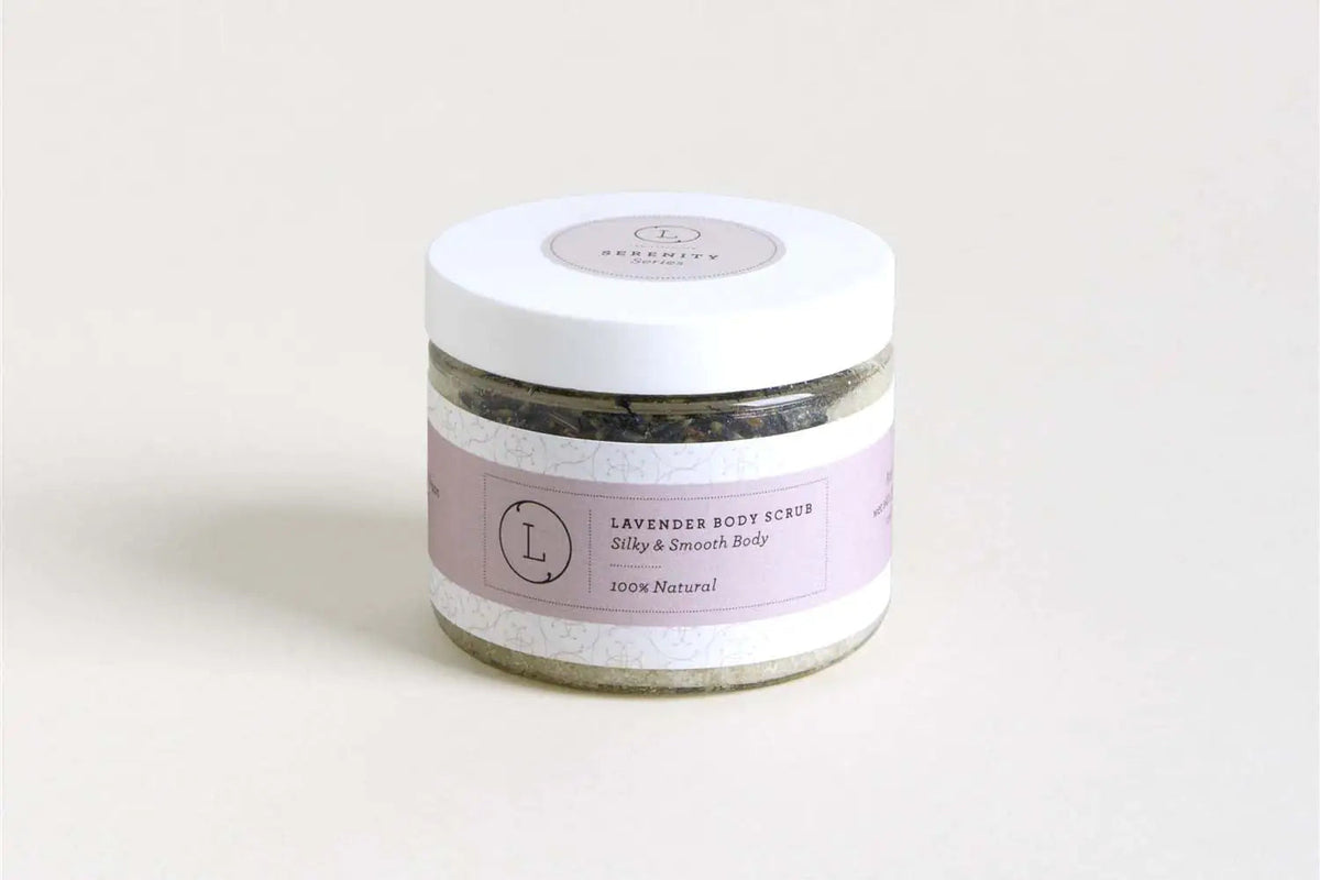 Lavender Body Scrub with CBD, Natural Body Salt Scrub (THC free) Rieworkes