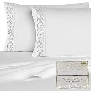 Victoria Embroidered 4 Pc Microfiber 1800 TC Sheets Set Rieworkes