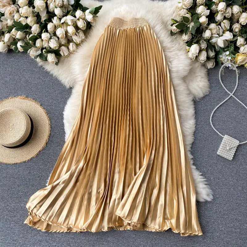 Trendy Light Luxury Pleated Mid-length Skirt Mimarta