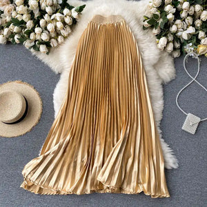 Trendy Light Luxury Pleated Mid-length Skirt Mimarta