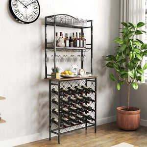 Tall Wine Holder Stand With Wine Glass Holder Rieworkes