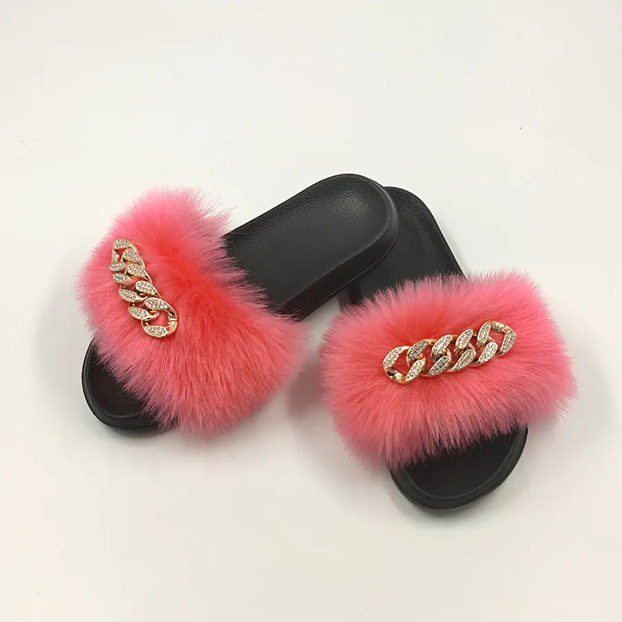 Plush Imitation Fox Fur Flip Flops Fashion Slippers Rieworkes