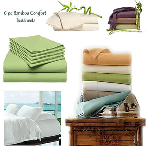 6-Piece Luxury Soft Bamboo Bed Sheet Set in 12 Colors Rieworkes