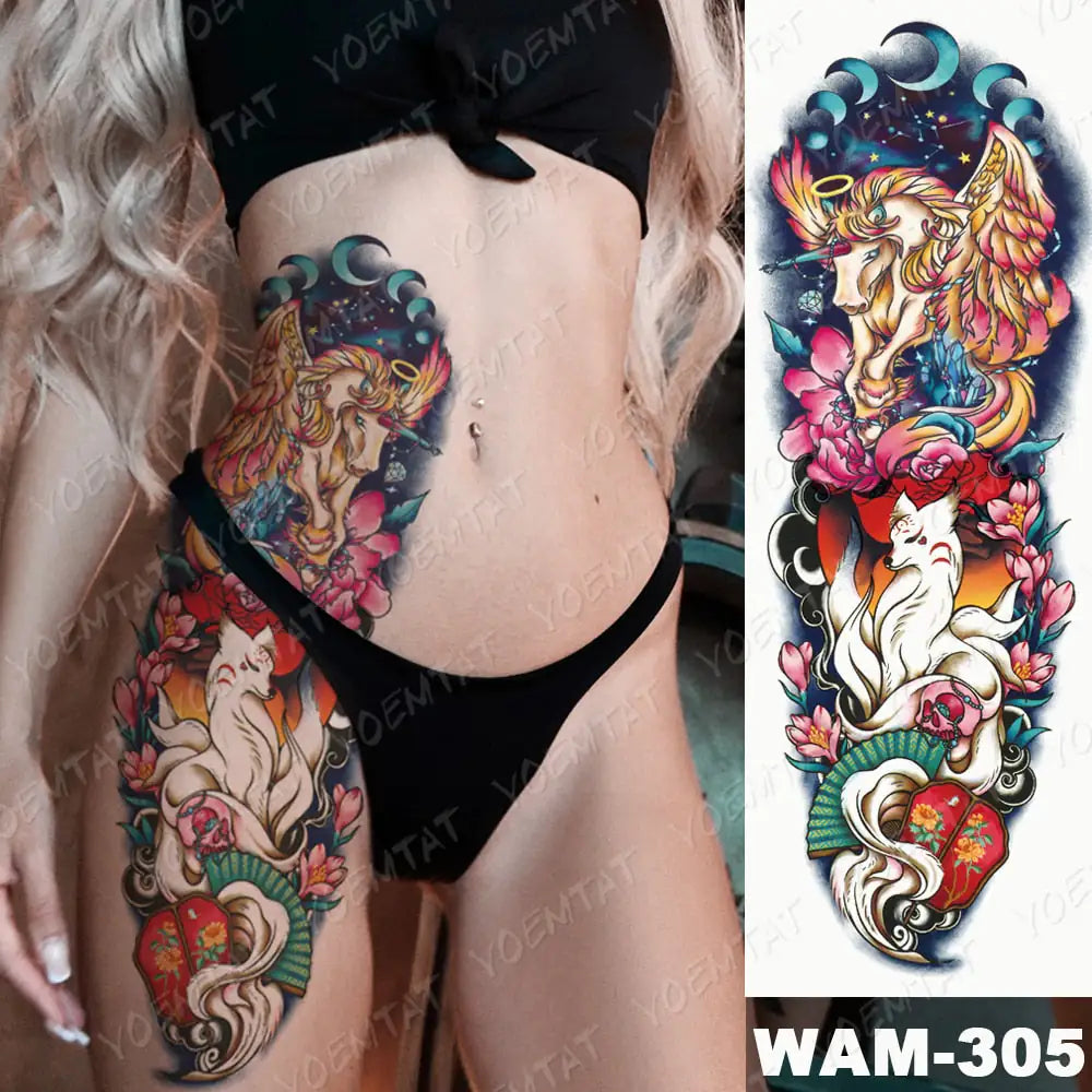 Full Temporary Tattoo Watercolor Sheets Rieworkes