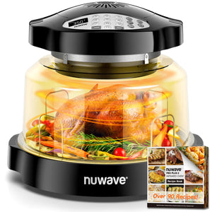 Nuwave Oven Pro Plus Air Fryer Infra-Red Countertop 2025 Advanced Convection No Defrosting or Preheating Cook Fresh or Frozen Durable Power Dome 100 Presets & 50 Memory PFAS Free Black Rieworkes