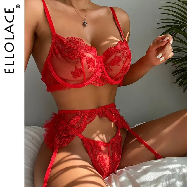 Ellolace Sensual Lingerie Woman Red Lace Rieworkes