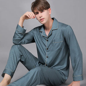 Men's Luxury Silk Satin Pajama Set with Long Sleeves Mimarta
