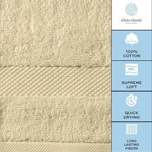 Luxury Beige Bath Towel Set 8 Pcs Combed Cotton Hotel Quality Absorbent Beige Rieworkes