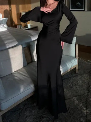 Elegant Satin Evening Party Dress Rieworkes