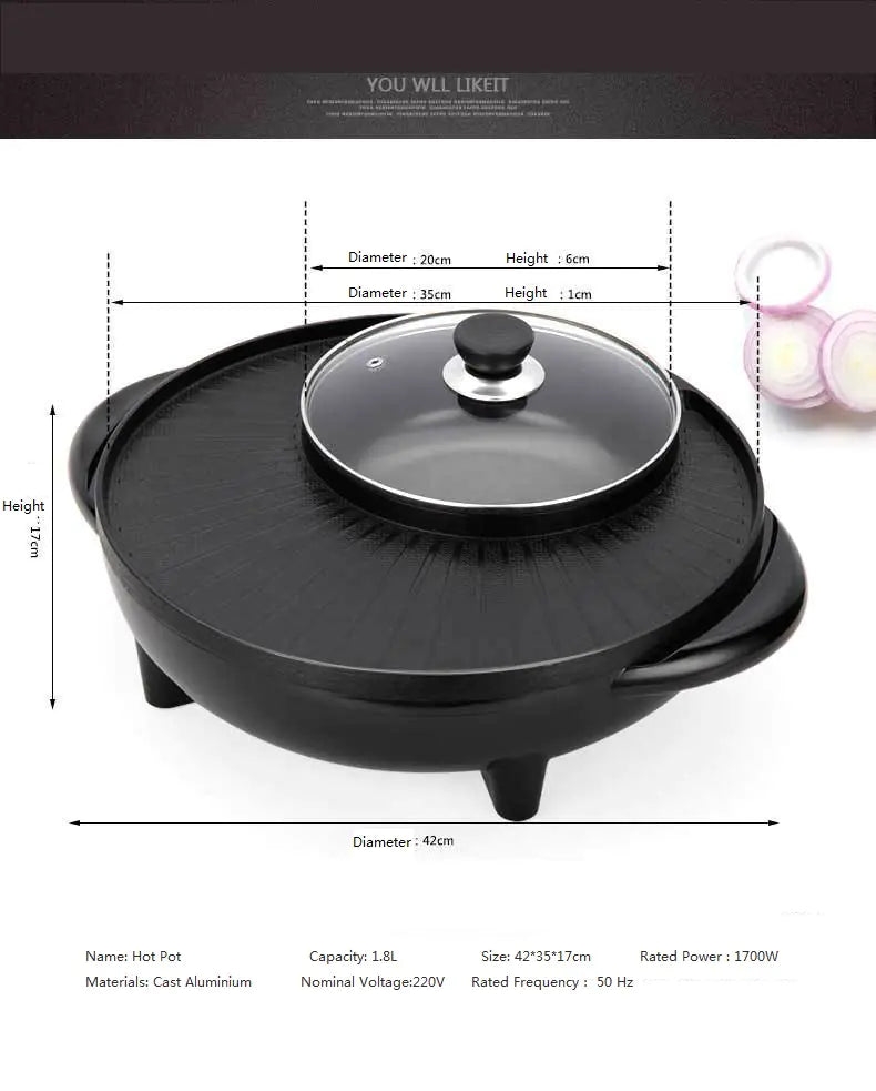 Korean Electric Hot Pot, Multifunctional Grill Pan Mimarta
