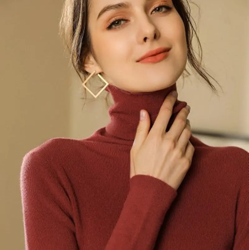 Women's Fitted Cashmere Turtleneck Sweater (Fall/Winter) Mimarta