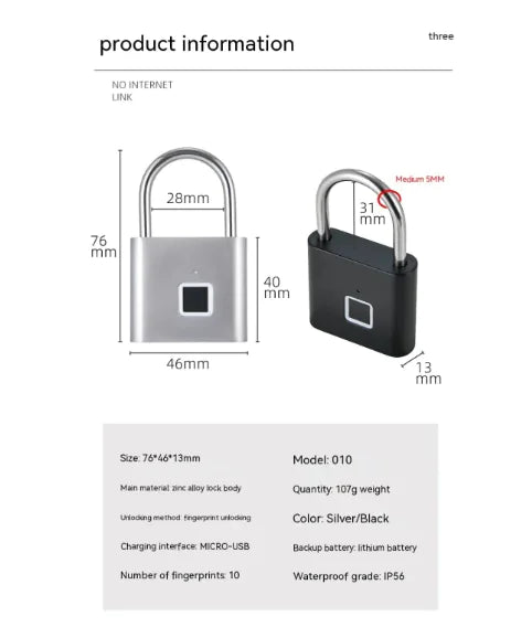 Smart Waterproof Fingerprint Lock Rieworkes