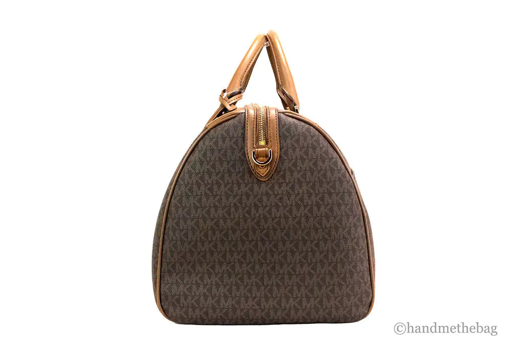 Copy of Michael Kors Travel Extra Large Brown PVC Top Zip Duffle Weekender Luggage Bag Mimarta