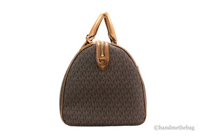 Copy of Michael Kors Travel Extra Large Brown PVC Top Zip Duffle Weekender Luggage Bag Mimarta