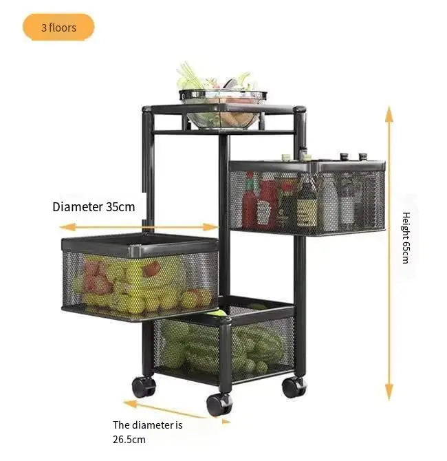 Stackable Metal Rotating Basket Rack with Wheels Mimarta