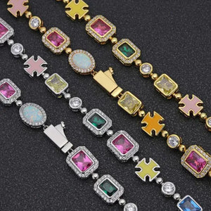 Gold-Plated Hip-Hop Gemstone Necklace Mimarta