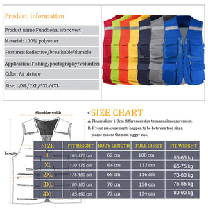 Men's Reflective Safety Vest with Multi-Pocket Mesh Design Mimarta