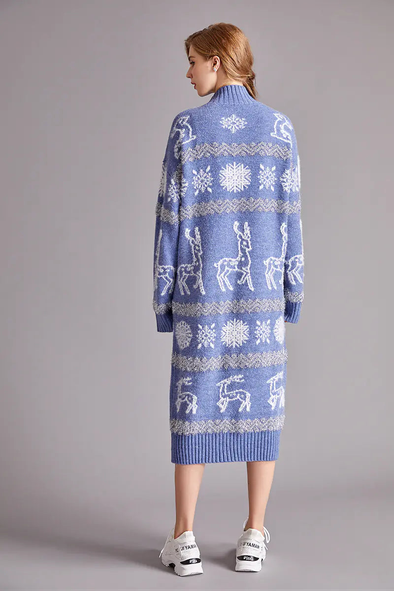 Christmas Reindeer Velvet Sweater Dress for Women Mimarta