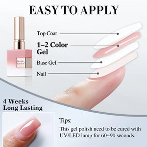 Double Rhythm Translucent Gel Polish Sheer Neutral Natural Light Milky Same Color Same Bottle 15ML Jelly Nail Polish Nail Art DIY at Home (Milky Rose Pink-A1380) Rieworkes