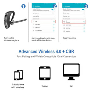 Bluetooth Earpiece Wireless Headset Noise Cancelling Headphones Driver Trucker Rieworkes