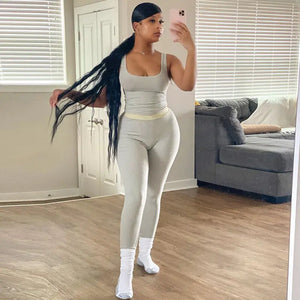 Gym Crop Tank Top Leggings Set Rieworkes