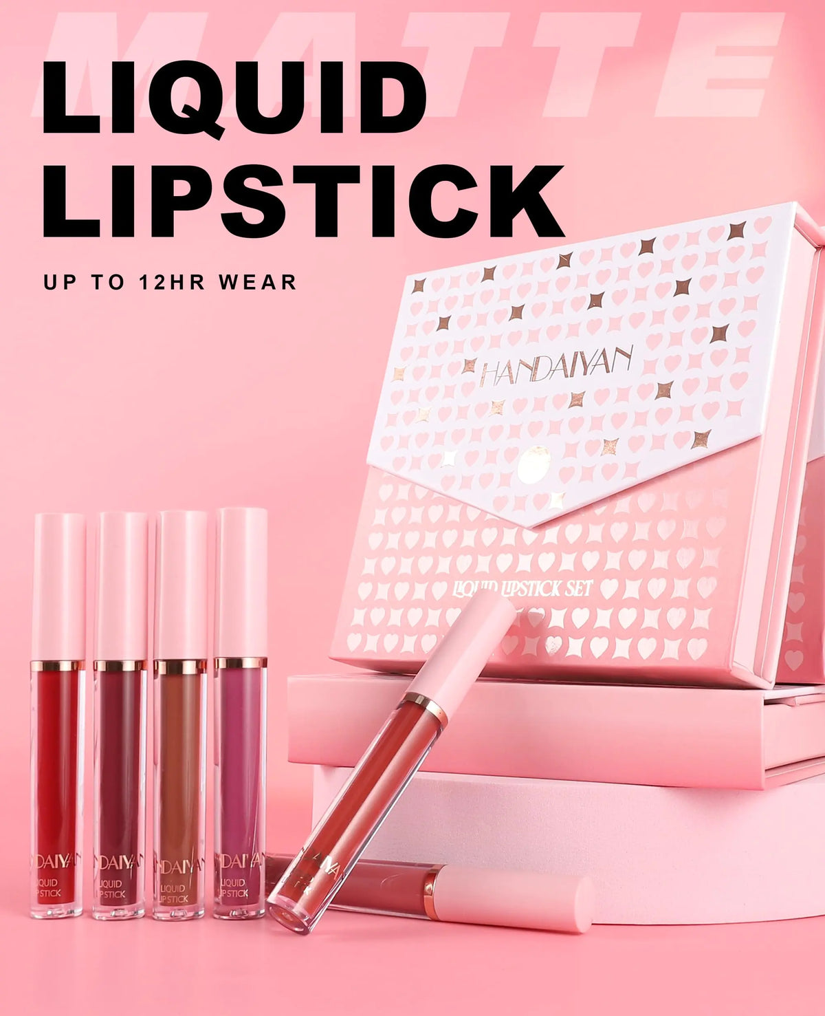 BestLand 6Pcs Matte Liquid Lipstick Makeup Set, Matte liquid Long-Lasting Wear Non-Stick Cup Not Fade Waterproof Lip Gloss (Literary Allure Gift Set B) Literary Allure Gift Set B Rieworkes
