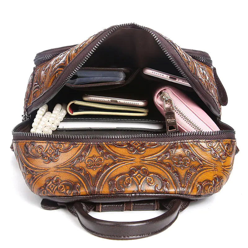 Luxury Retro Genuine Leather Women's Backpack Bag Mimarta